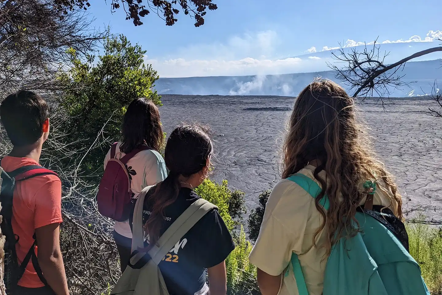 Overlooking the smoldering caldera of Kīlauea