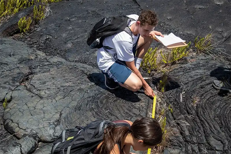Collecting measurements of lava tree molds